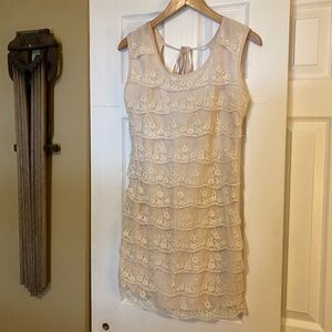 Elegant Cream Lace Dress, Small, Floral